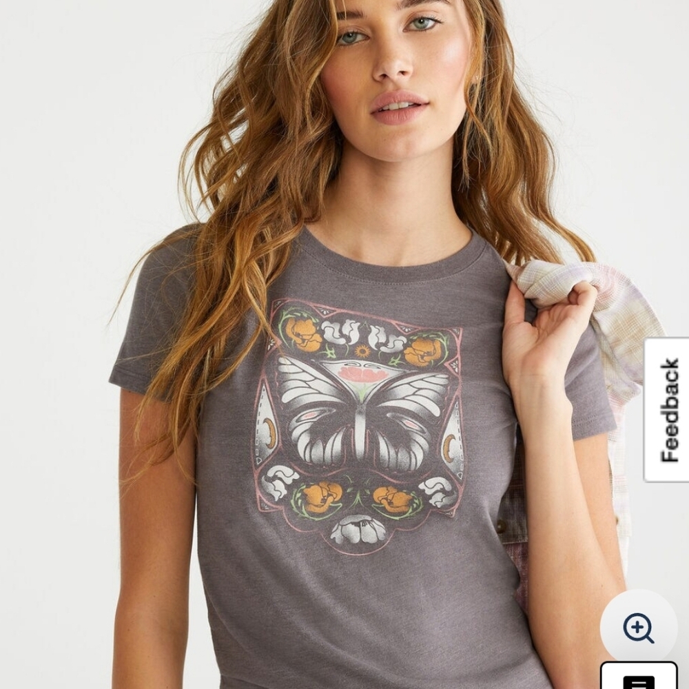 AEROPOSTALE Free State Floral Butterfly T-shirt, M, NWOT